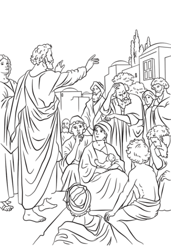 Peter Preaching At Pentecost Coloring Page